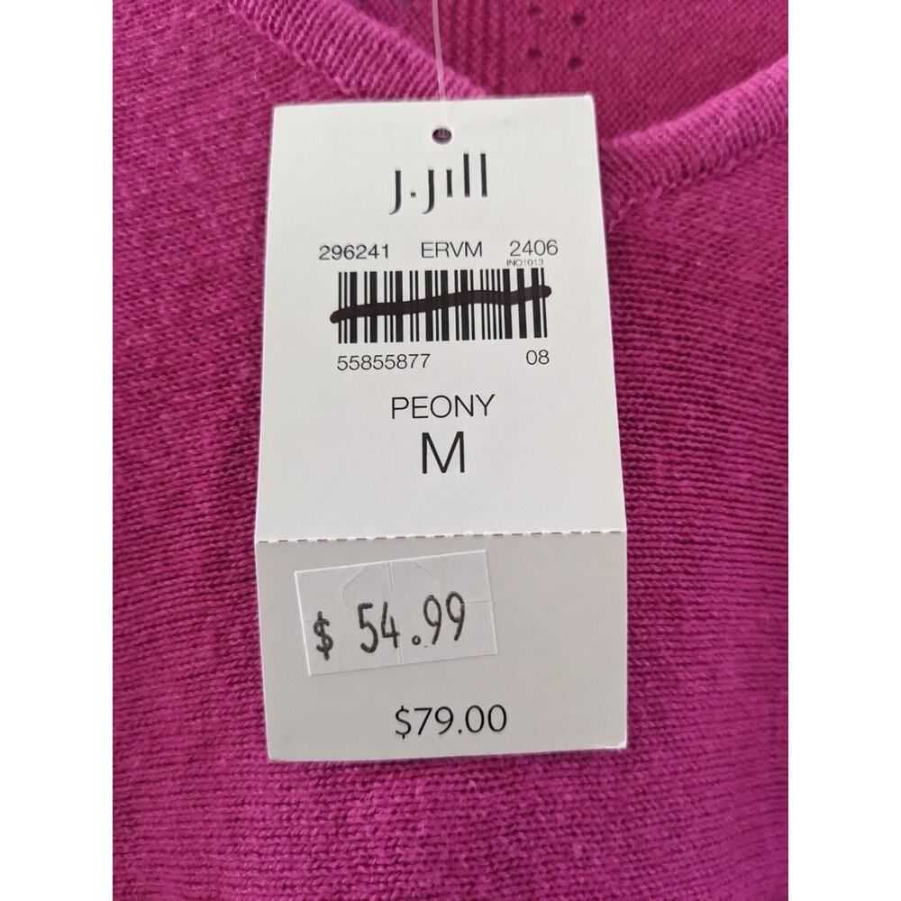 J Jill Jill Peony Pink Linen Rayon Vneck Knit Sweater Medium Lightweight New - Picture 3 of 7